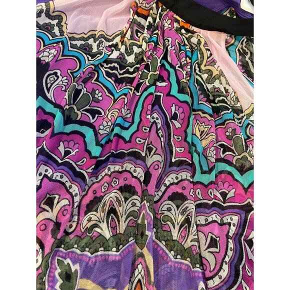 Y2K ECI NEW YORK BLOUSE DRESS MINI PURPLE PAISLEY SZ 4 BOHO ECLECTIC RETRO - Picture 10 of 12